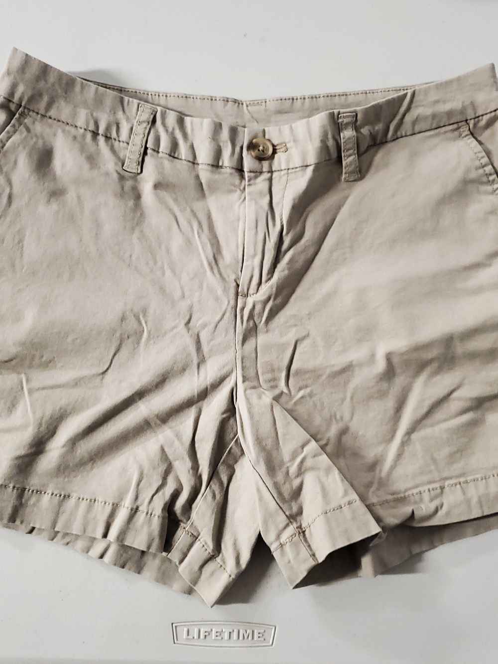 Classic Women's Beige Bermuda Shorts with Belt Loops
